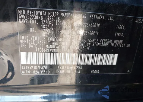 2022 Toyota Rav4 Hybrid Xle Premium z USA, uszkodzony, nr VIN 4T3B6RFV8NU079726